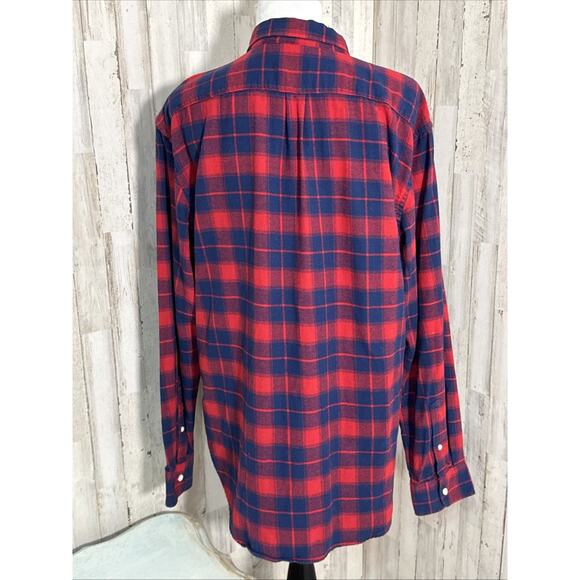 Old Navy Men’s Red And Navy Plaid Flannel Size XL - Picture 4 of 11